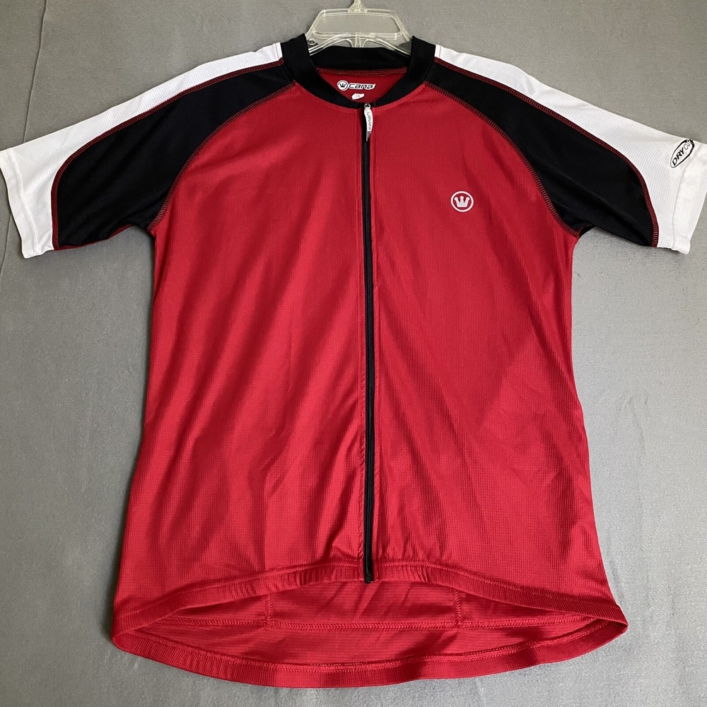 Canari Cycling Jersey Men's Medium Red Dry‎ Core Full Zip Bicycle Logo No Sz tag